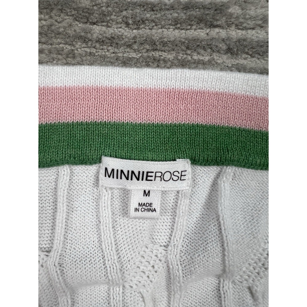Minnie Rose Sweater Womens Medium White Long Sleeve Knit‎ V-Neck Preppy Y2K - Picture 10 of 13